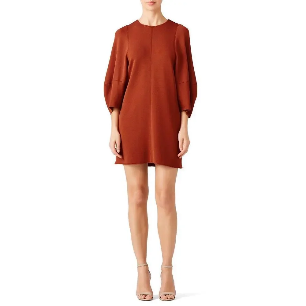 Tibi Women's Orange Balloon Sleeve Short Dress Size S Party/Cocktail 3/4 Sleeve